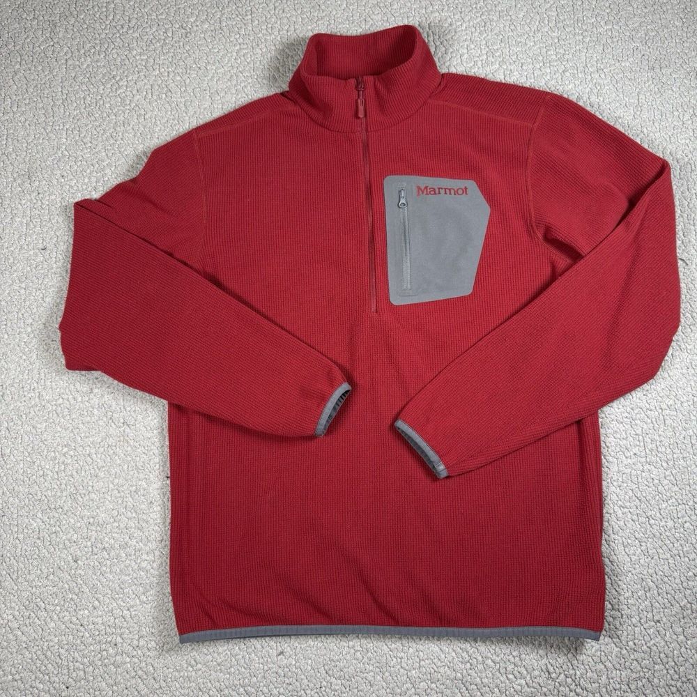 Marmot Red and Gray Zip Up Sweater